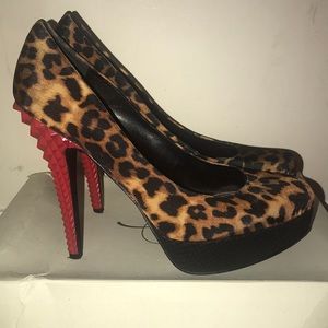 Sexy Leopard Pumps with a Spiked red heel!!